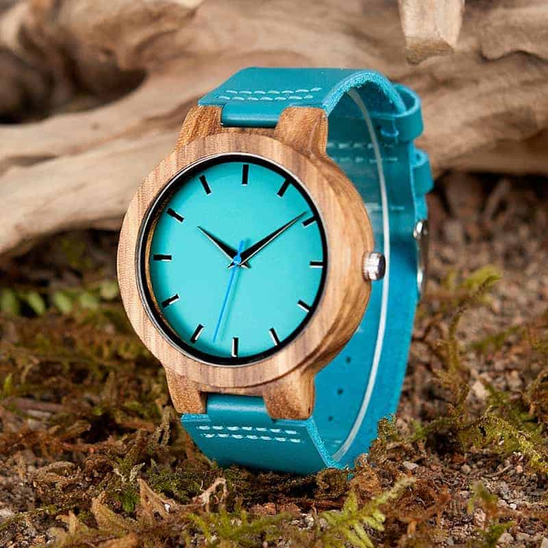 Bracelet montre à dégagement rapide cuir Veluro turquoise sans coussi